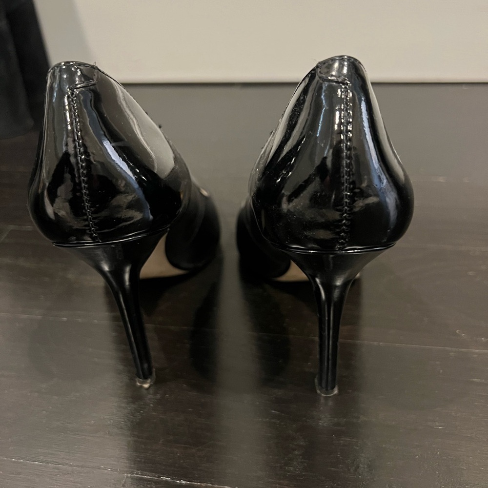 ENZO ANGIOLINI BLACK LEATHER WITH PATENT LEATHER PUMPS SIZE 4 - Picture 3 of 10